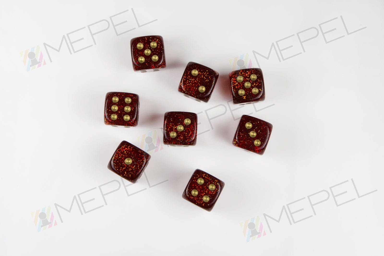 Kości Chessex - kostka k6 12mm Glitter Ruby/gold