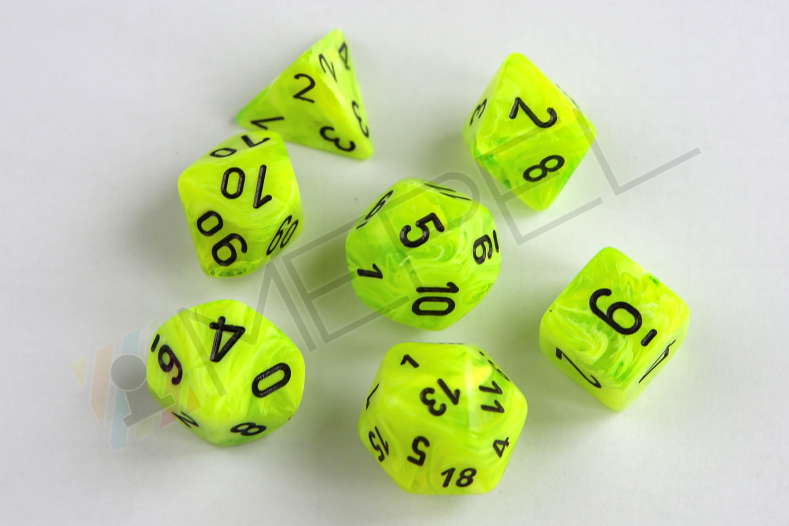 Chessex 7-die set Vortex Bright Green/black 