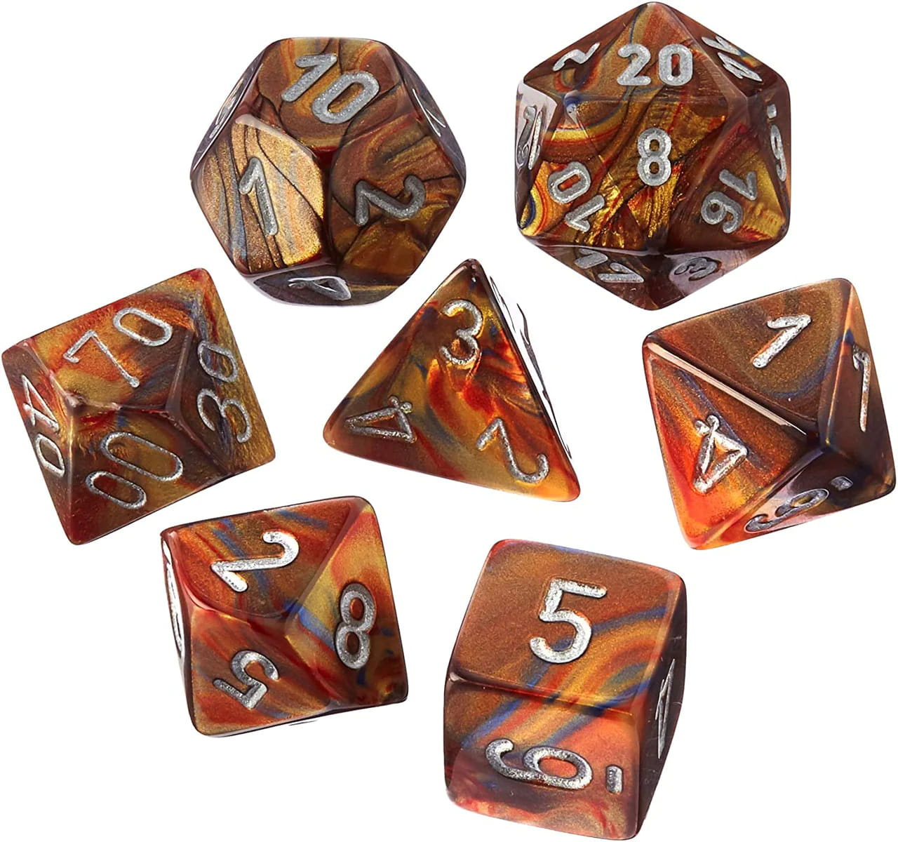 Kości Chessex - zestaw 7 mini kostek Lustrous Gold/silver