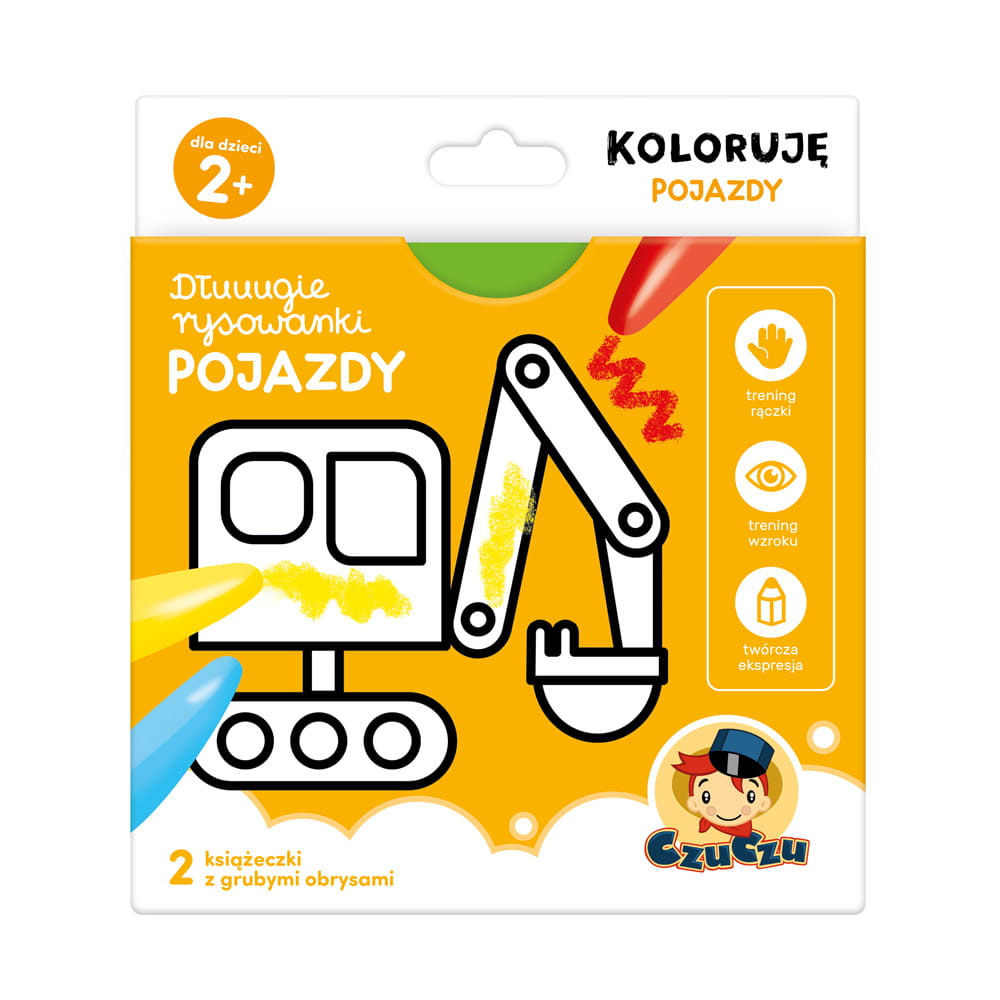 CzuCzu: Dłuuugie rysowanki Koloruję – Pojazdy 2+