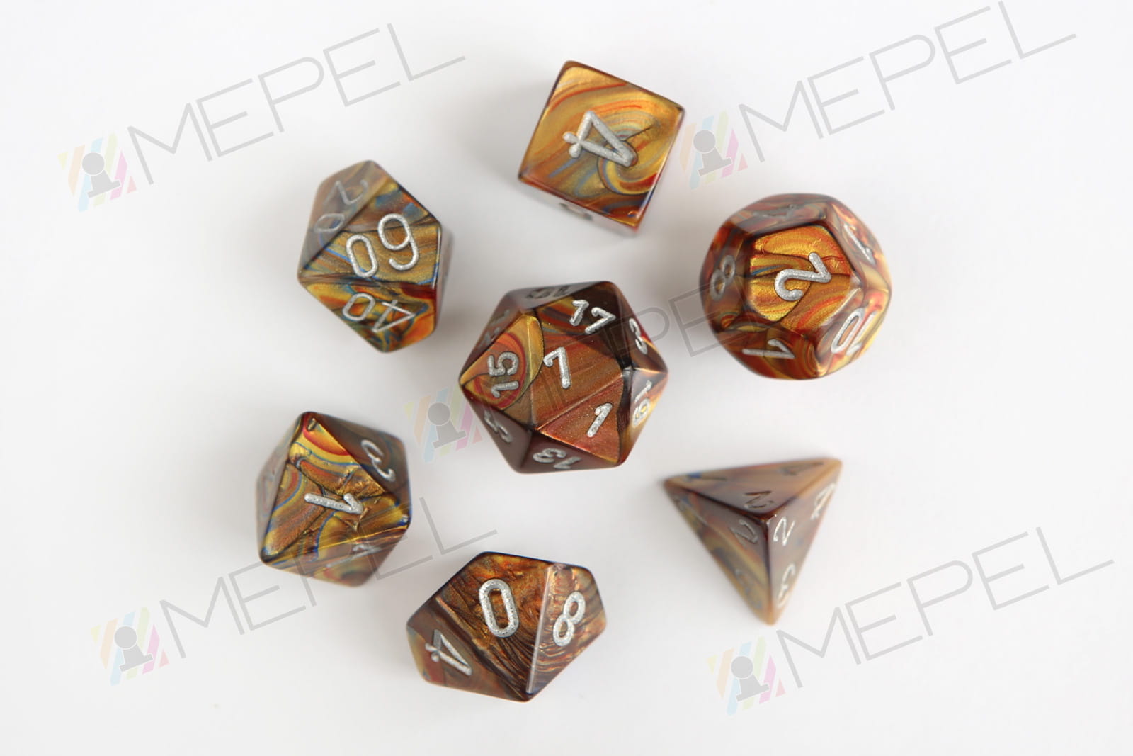 Chessex 7-die set Lustrous Gold/Silver