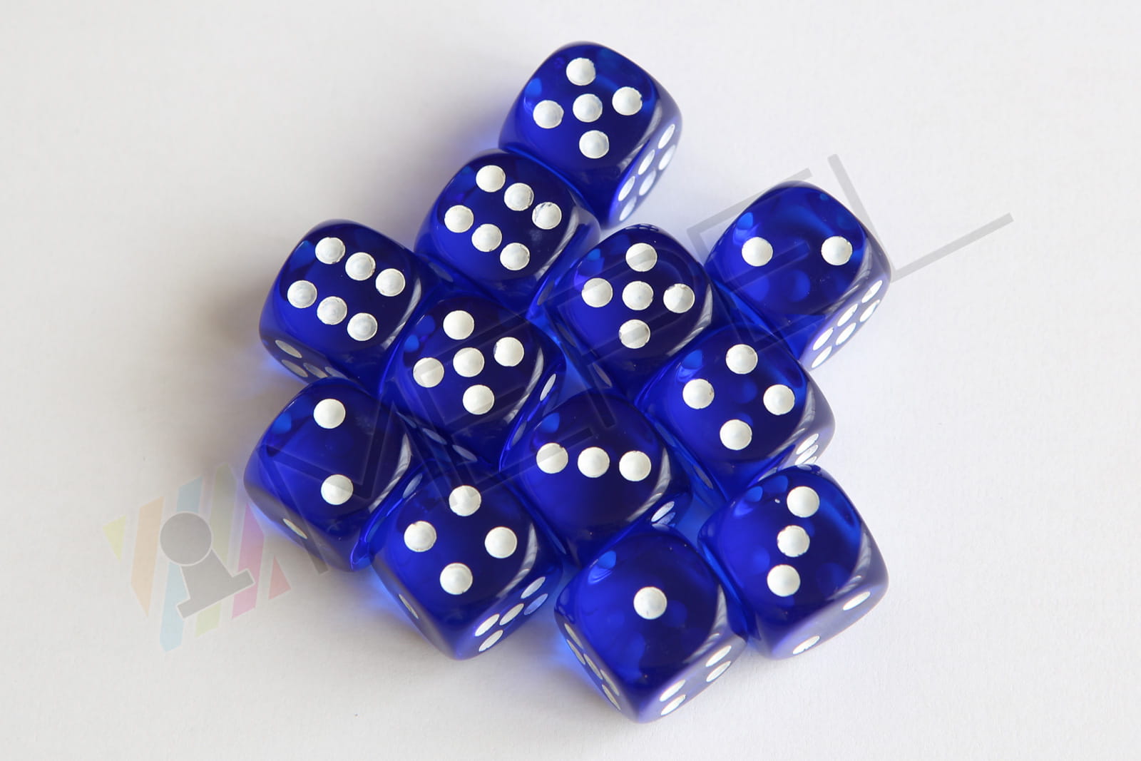 Chessex D6 16mm Translucent Blue/White die