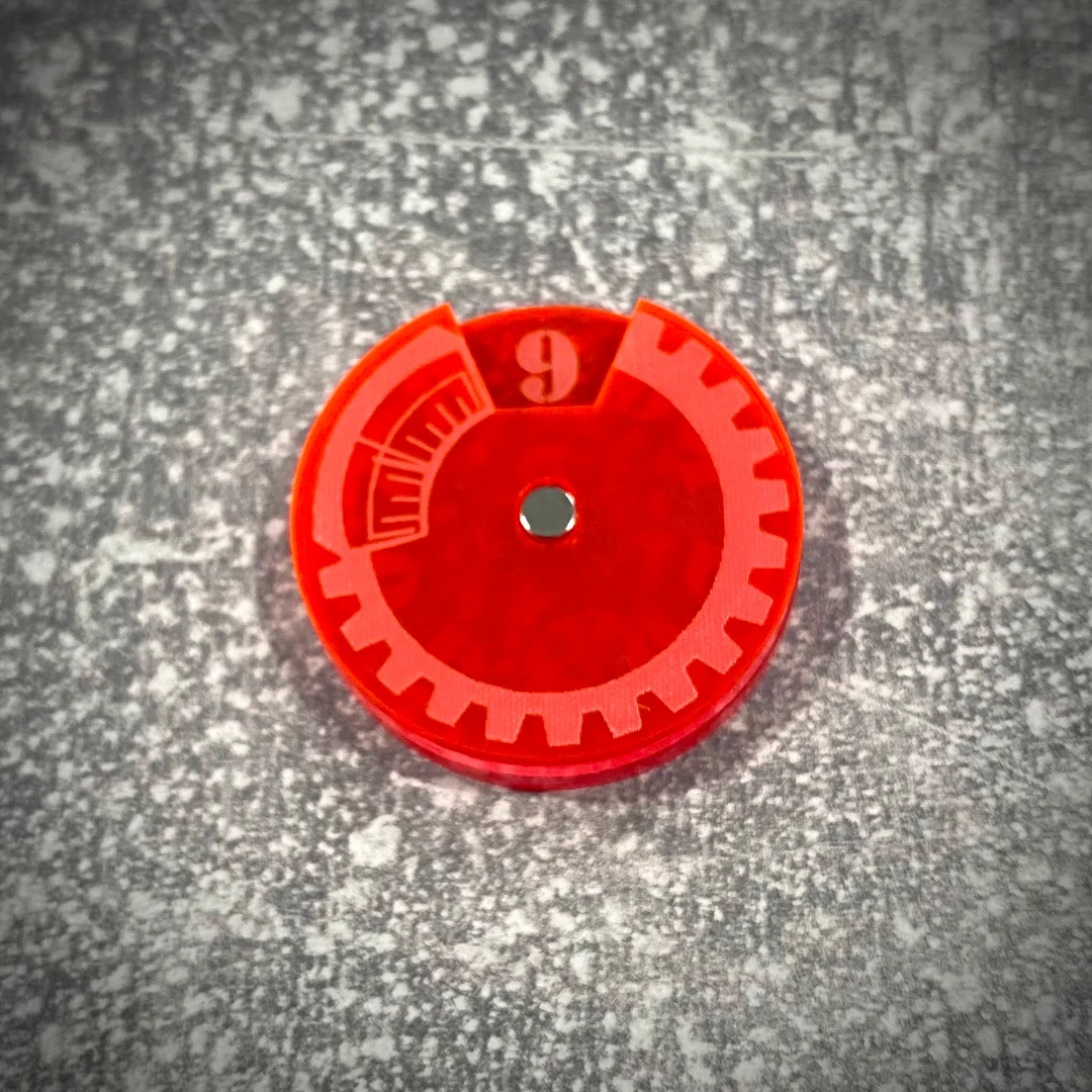 Licznik / dial do gier 0-9 - fluo czerowny
