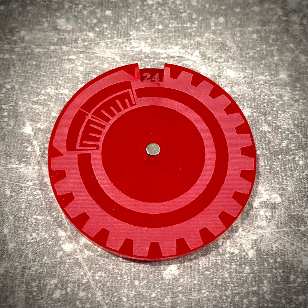 Licznik / dial do gier 1-24 - lity czerwony