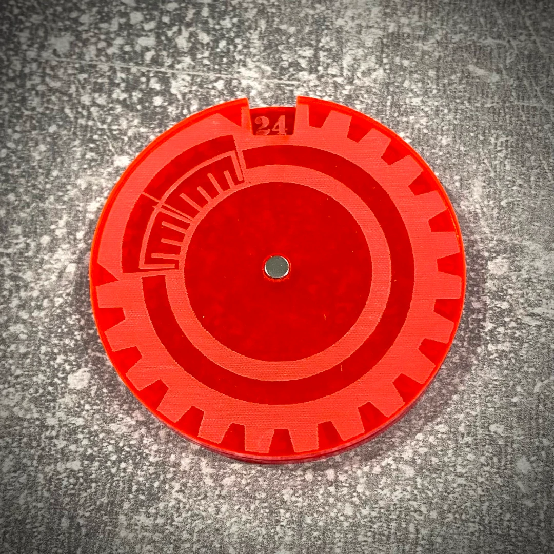 Licznik / dial do gier 1-24 - fluo czerwony