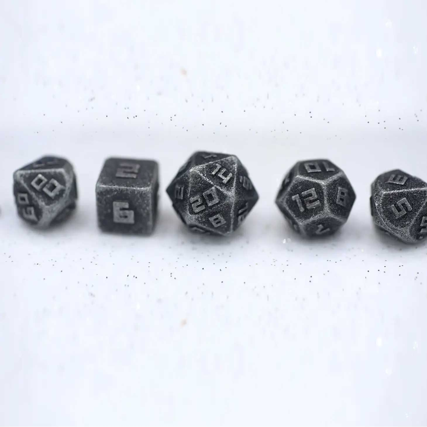 Mini Metal RPG Dice Set - Ancient Silver
