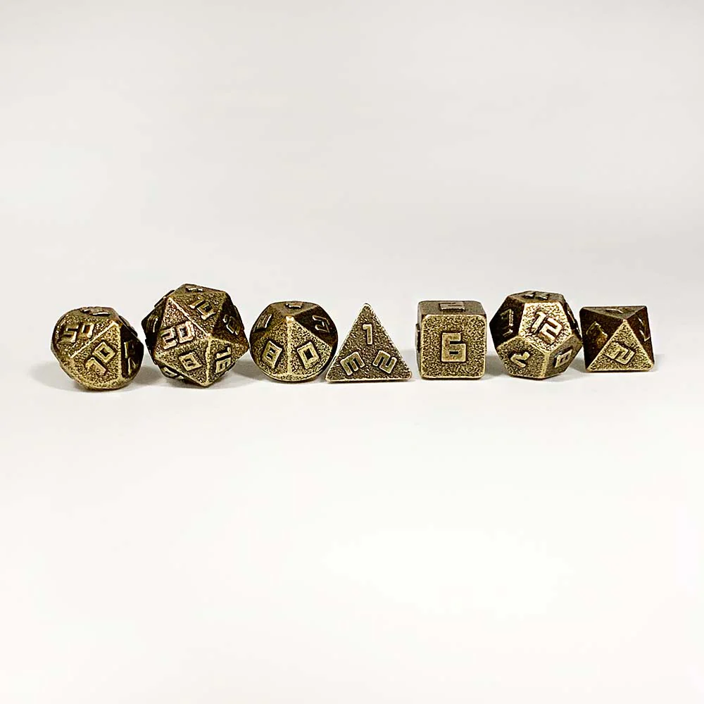 Mini Metal RPG Dice Set - Ancient Bronze