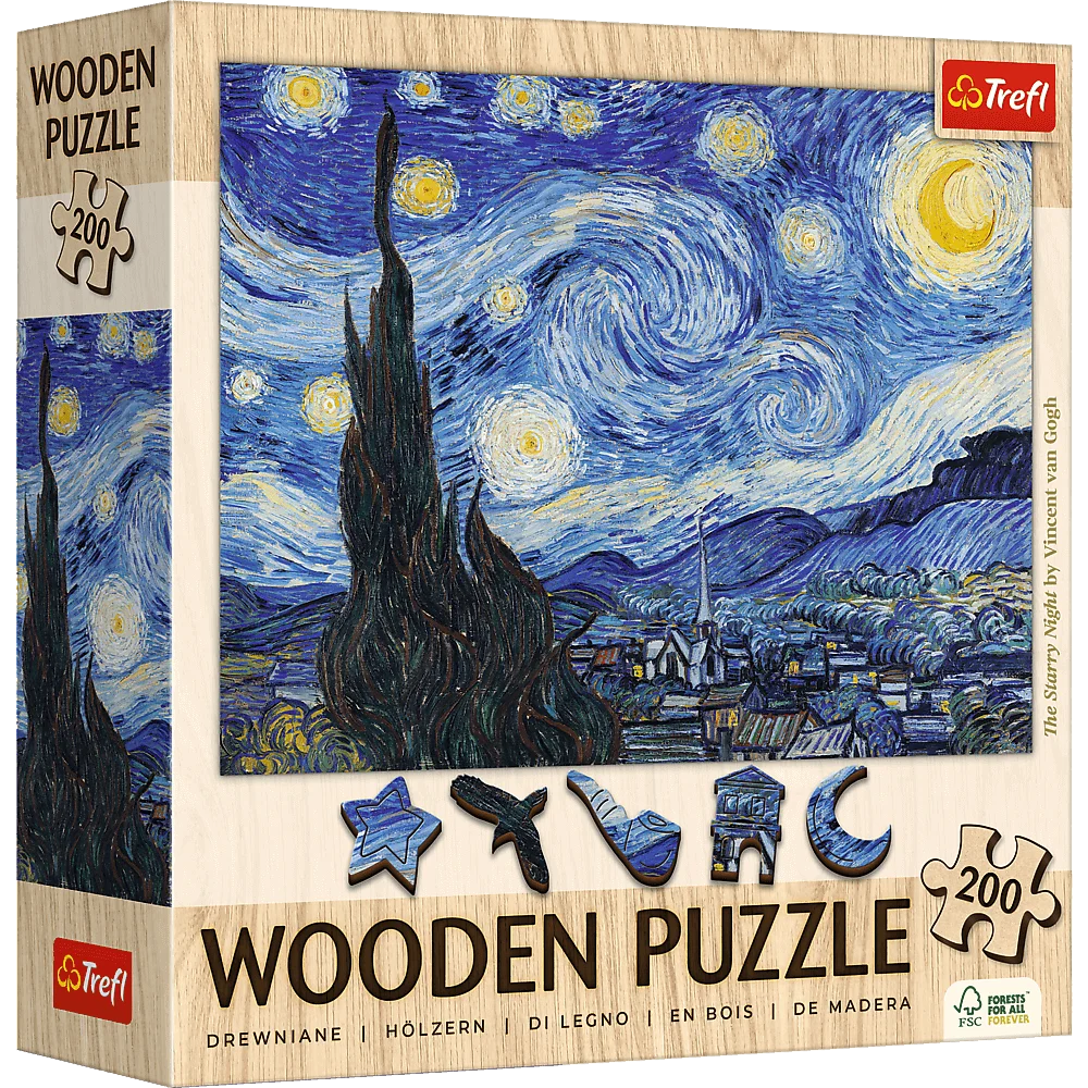 Puzzle drewniane 200 - Gwiaździsta Noc, Vincent van Gogh