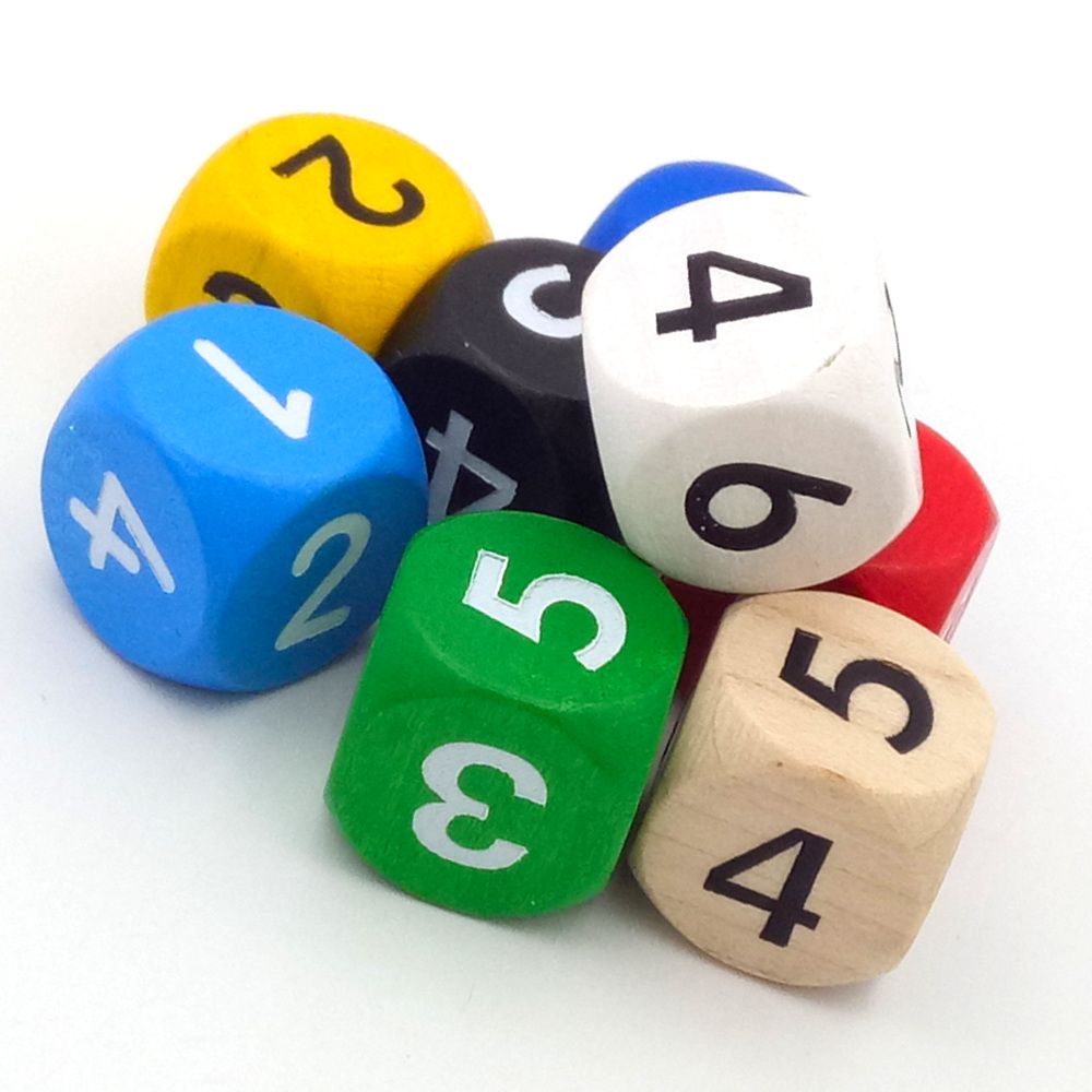 Wooden dice D6 16mm with numbers