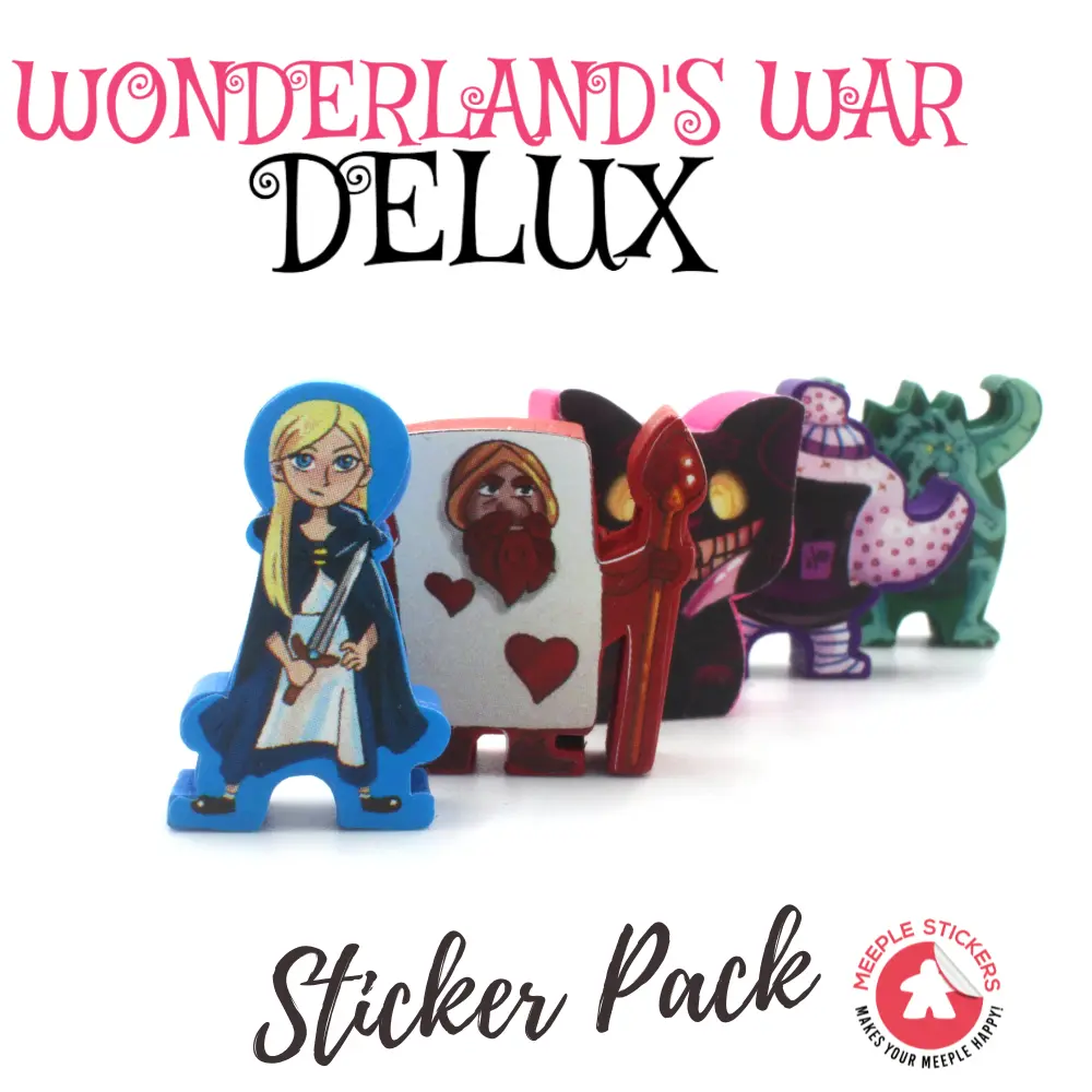 Meeple Stickers: zestaw naklejek do Wonderland's War (edycja Deluxe Kickstarter)