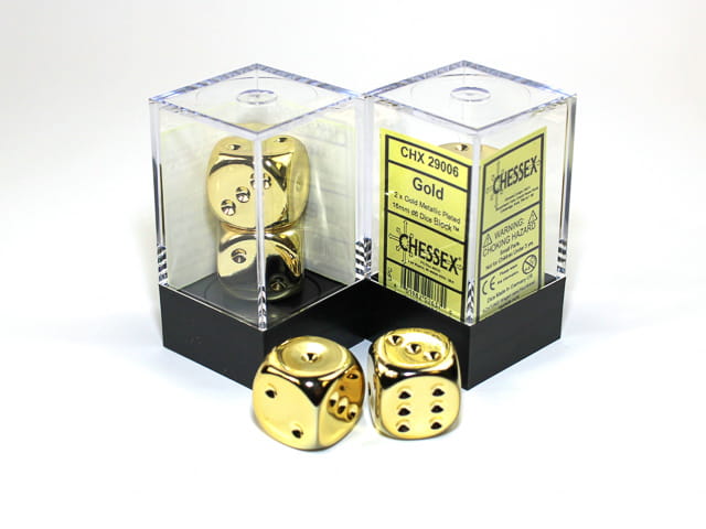 Kości Chessex - zestaw 2 kostek k6 16mm Gold Metallic