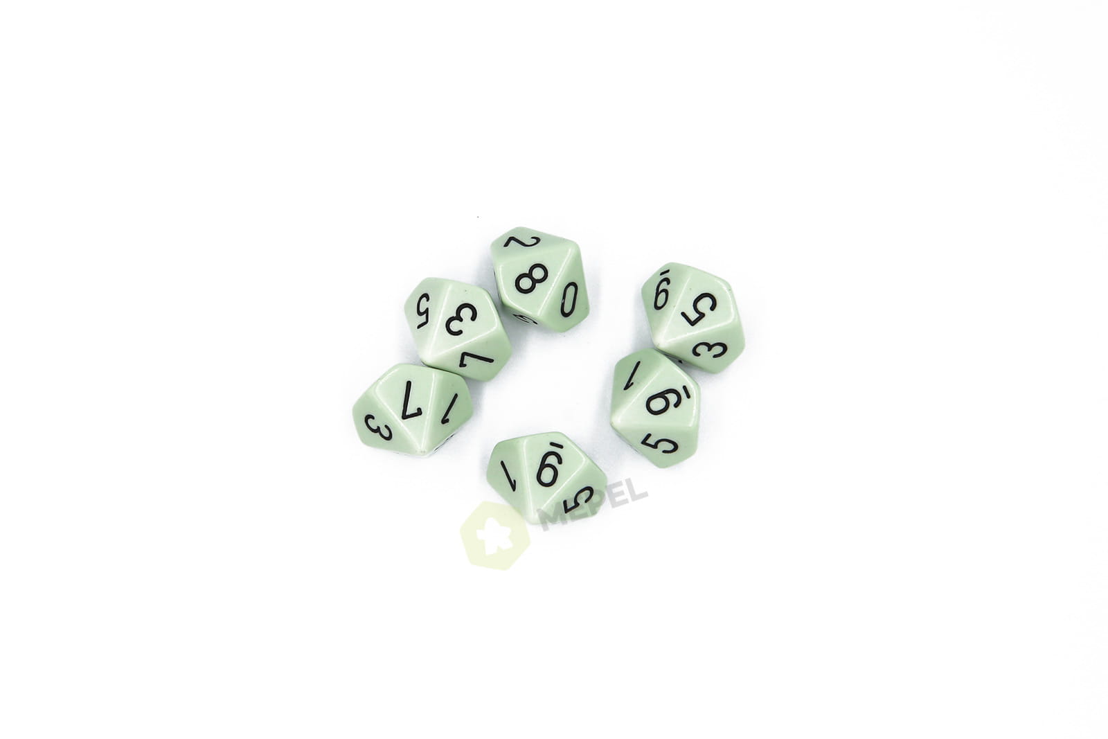 Kości Chessex - kostka k10 Opaque Pastel Green/black