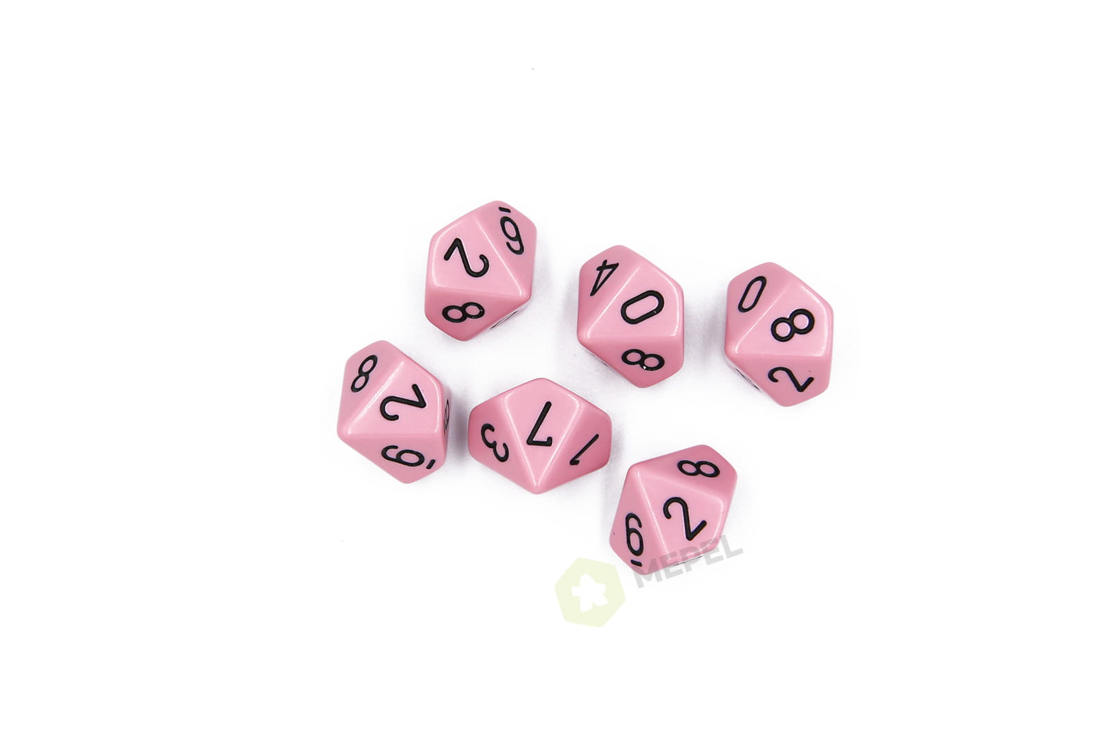 Kości Chessex - kostka k10 Opaque Pastel Pink/black