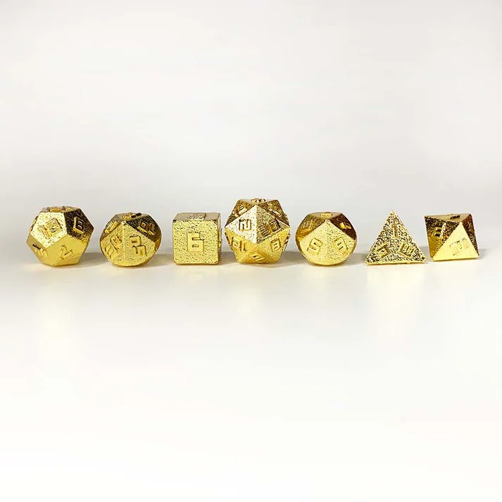Mini Metal RPG Dice Set - Gold