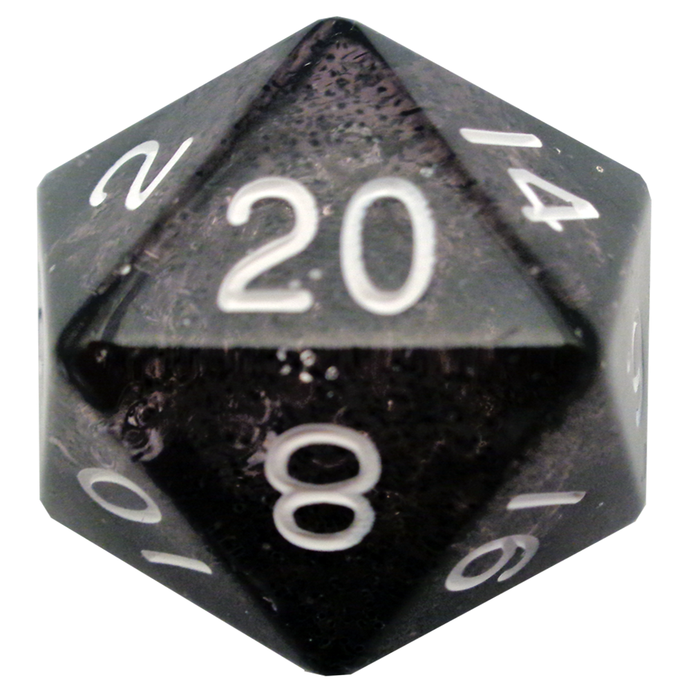 Fanroll: Die/Dice d20 Ethereal Black with White Numbers (35mm)