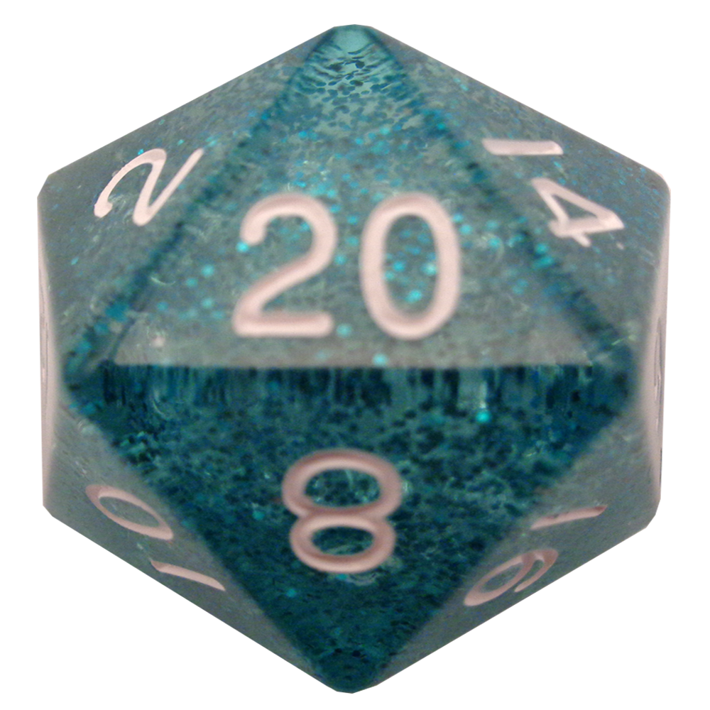 Fanroll: Die/Dice d20 Ethereal Light Blue with White Numbers (35mm)