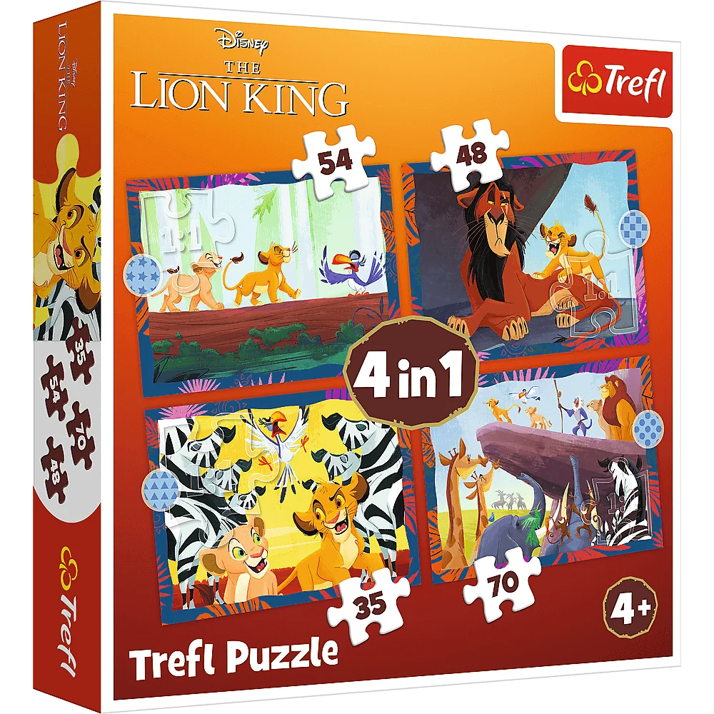 Puzzle 4w1 Odważny Król Lew
