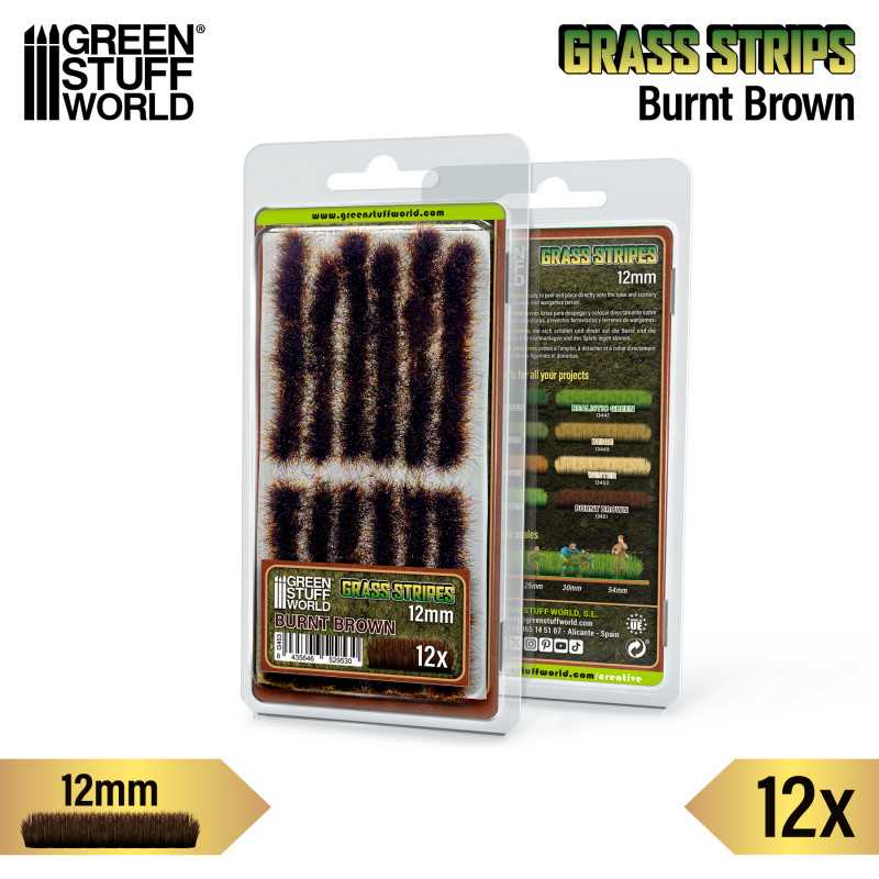 Green Stuff World: 12mm Grass Strips - Burnt Brown