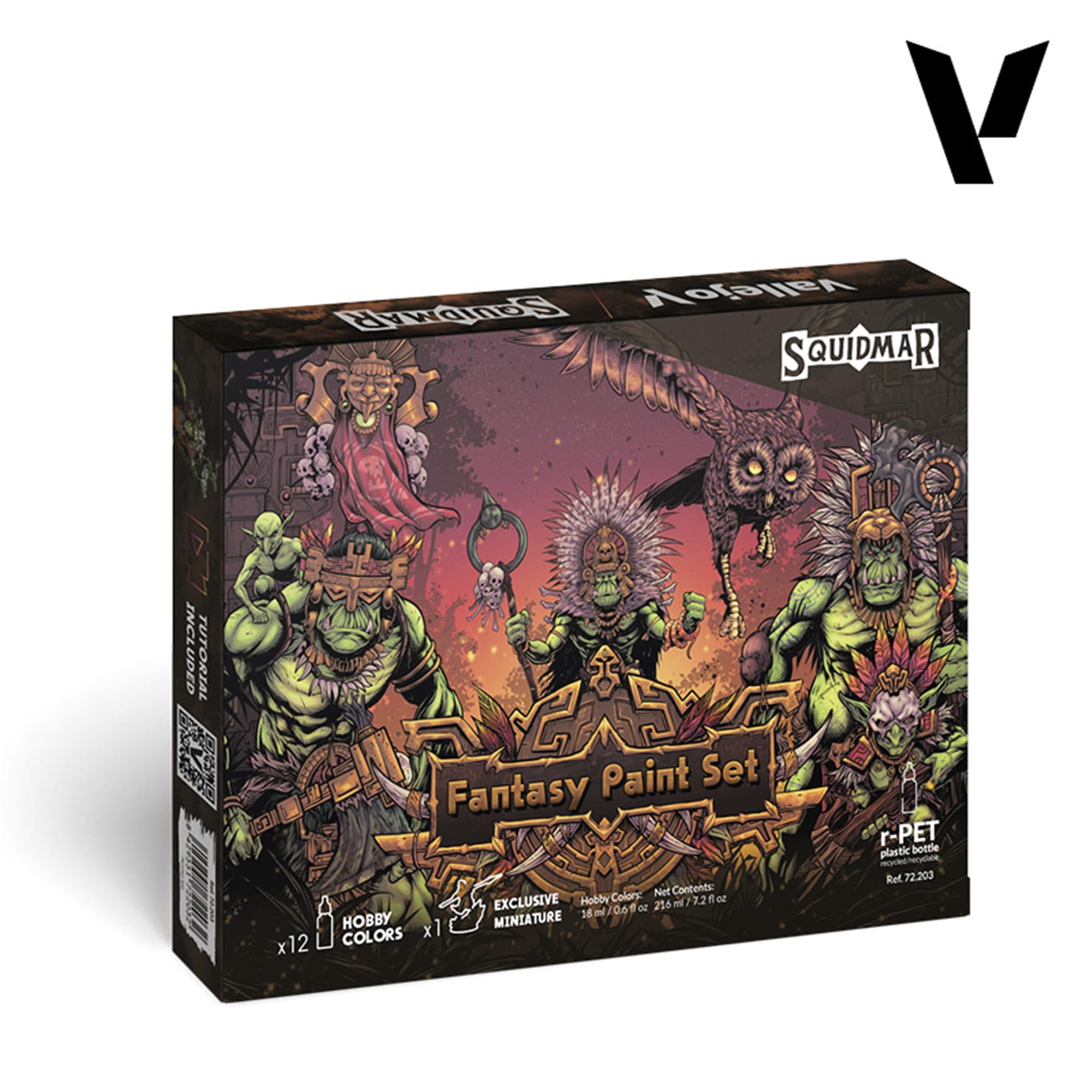 Vallejo: Zestaw Fantasy Paint (Squidmar) - 12 farb Game Color + figurka Myandar