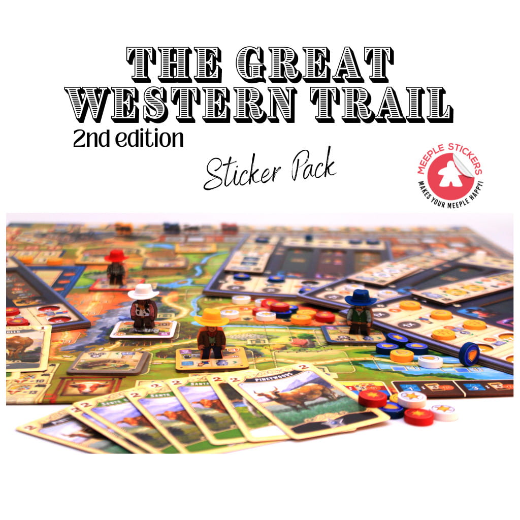 Meeple Stickers: zestaw naklejek do Great Western Trail (2 edycja)