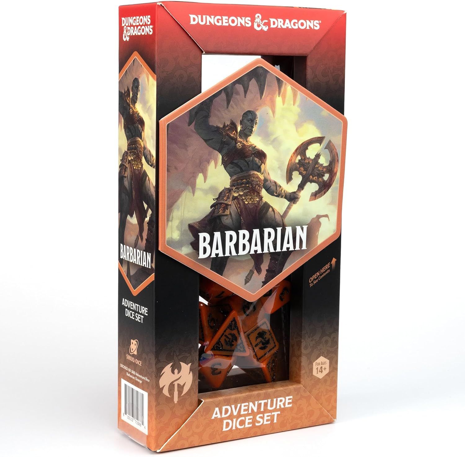 Dungeons & Dragons - zestaw kości Adventure (Barbarian: Orange)