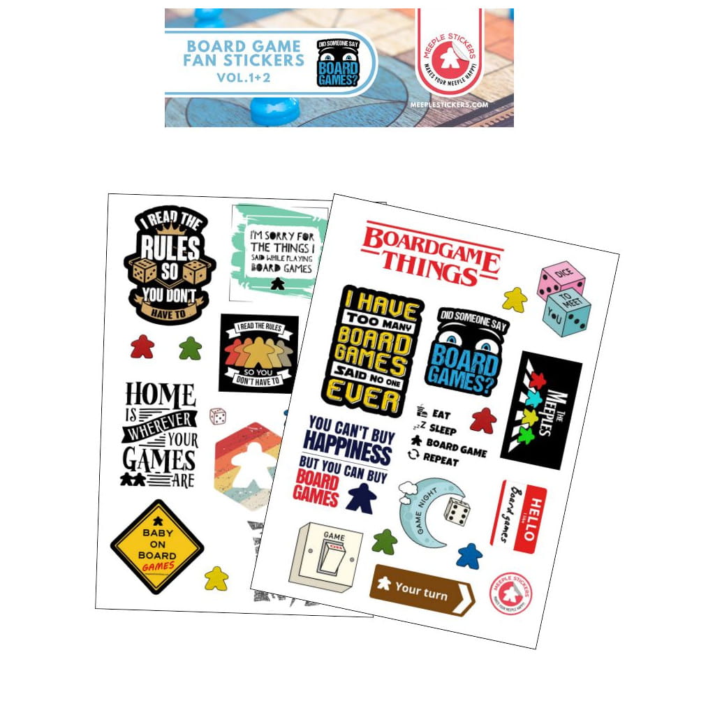 Meeple Stickers: zestaw naklejek - Board Game Fan (vol 1+2)