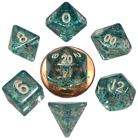 Kości Fanroll - zestaw 7 mini kostek Ethereal Light Blue (10mm)