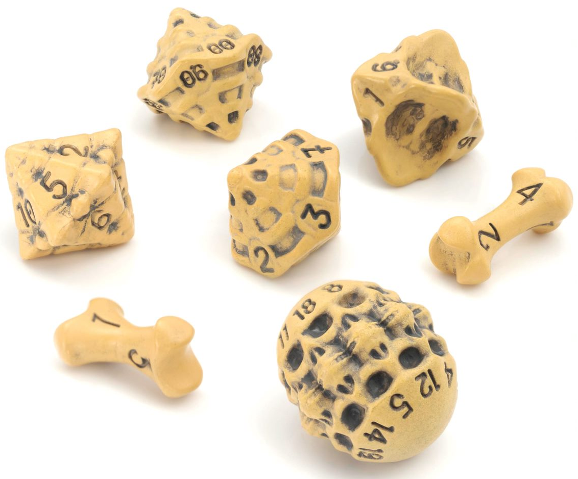 Kości Lynx- zestaw 7 kostek Skull & Bone: Ancient Bone Yellow