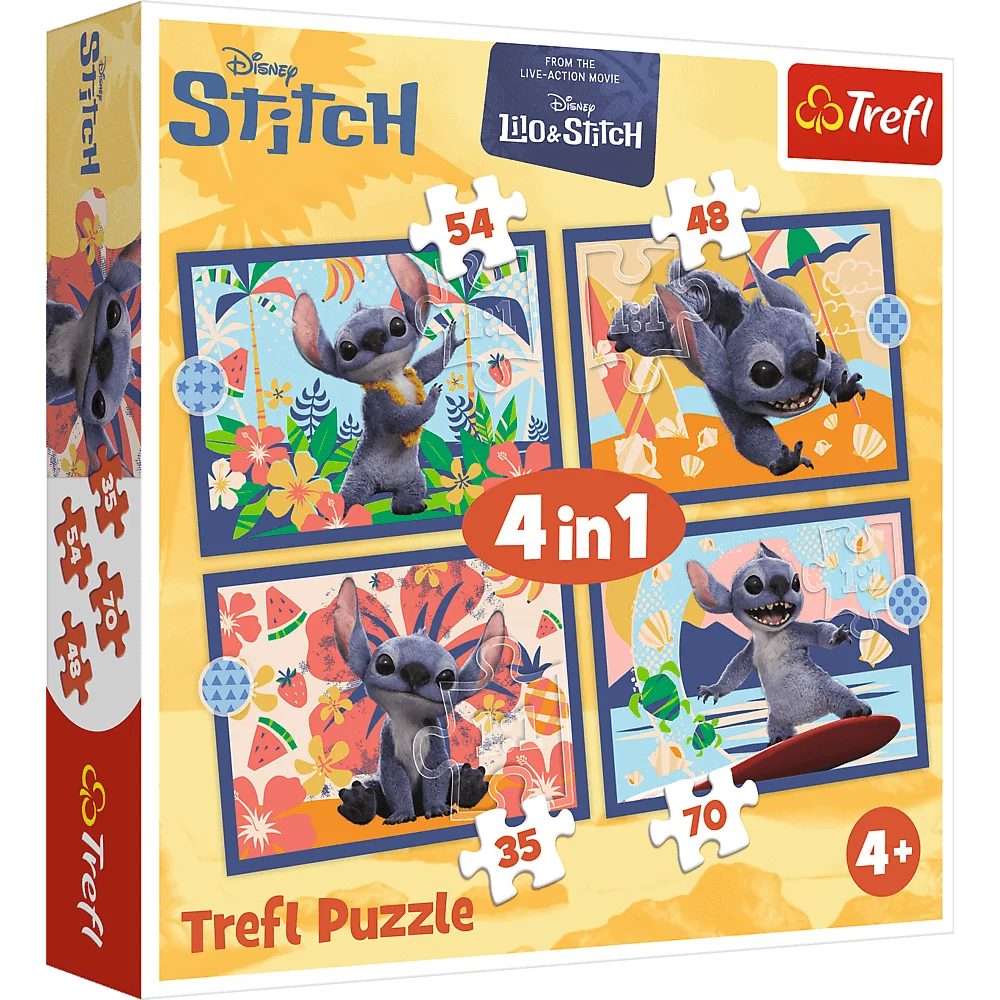 Puzzle 4w1 Lilo & Stitch, Wakacje na Hawajach