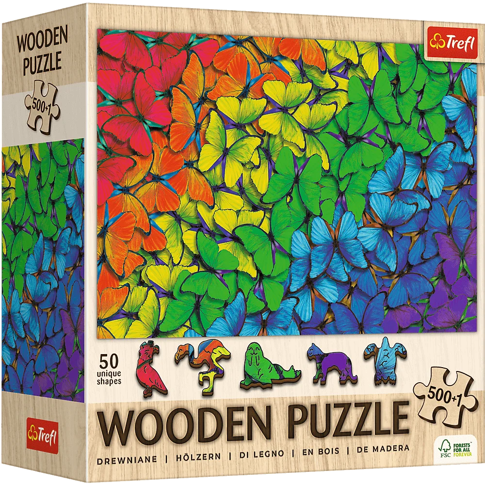 Puzzle drewniane 500+1 - Tęczowe motyle
