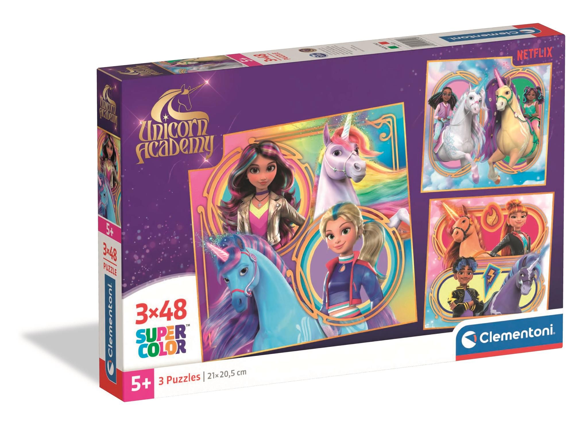 Puzzle 3x48 Supercolor Unicorn Academy