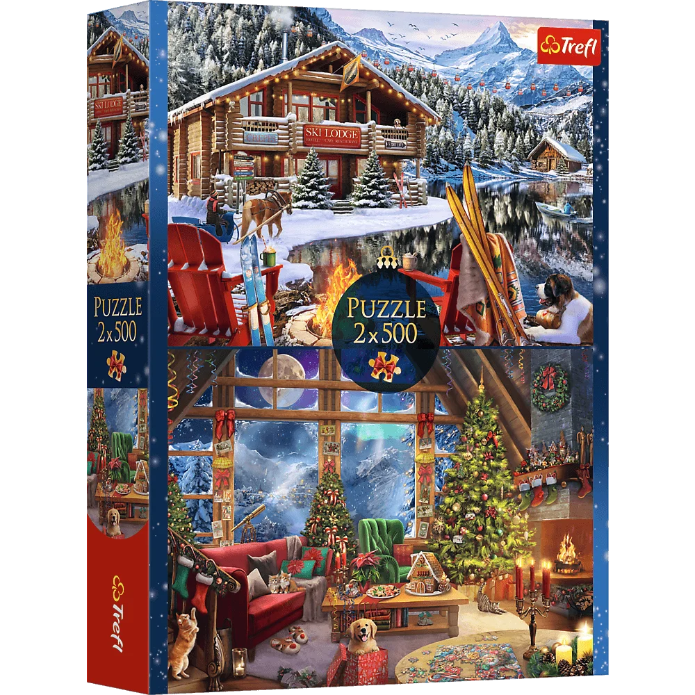 Puzzle 2x500 XMAS Święta w górach