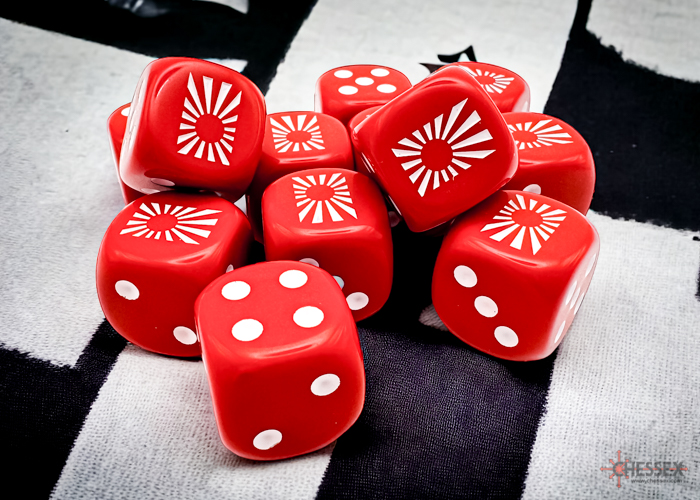Kości Chessex - kostka k6 16mm - Japan War Opaque Red/white