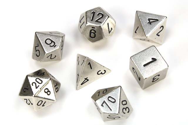 Kości Chessex - zestaw 7 kostek Solid Metal - Silver