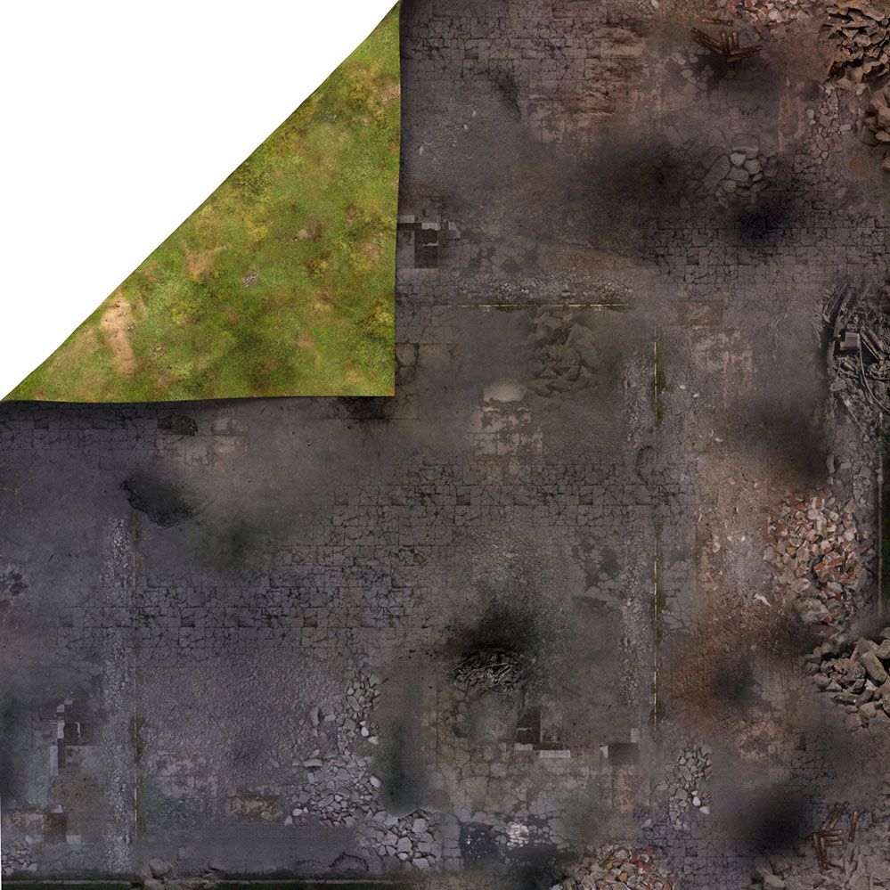 Mata lateksowa dwustronna: Zrujnowane Miasto 36”x36” / 91,5x91,5 cm