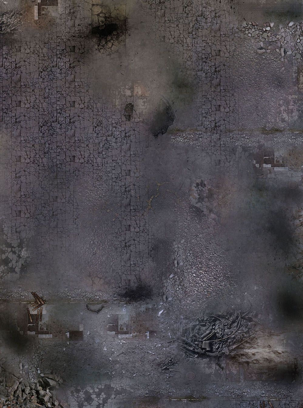 Mata gumowa jednostronna: Zrujnowane Miasto 30”x22” / 76x56 cm