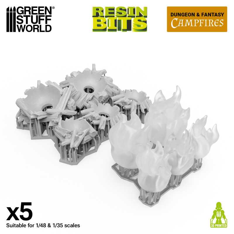 Green Stuff World: Dungeons & Fantasy - 3mm LED Campfires (5 pcs)