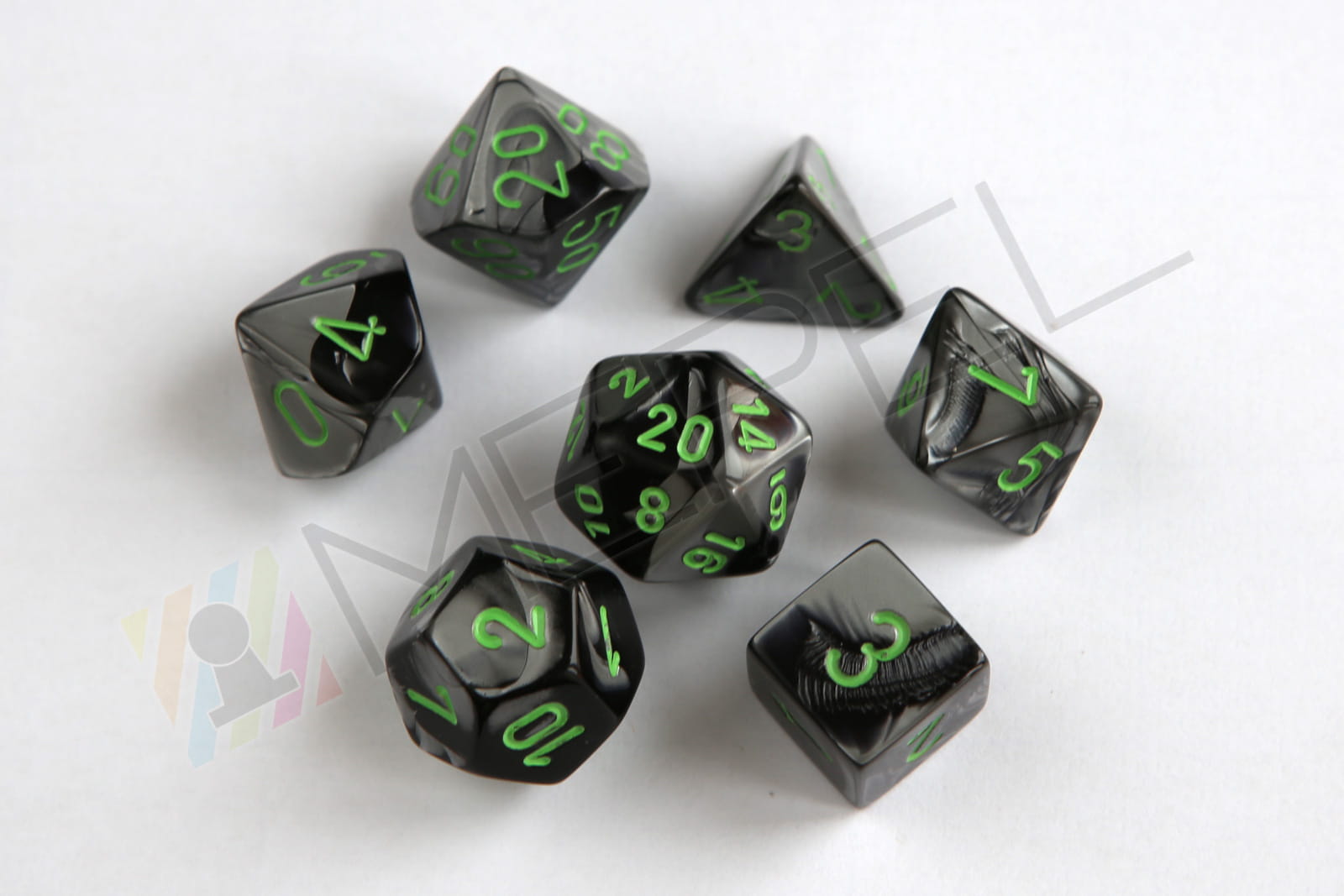 Chessex 7-die set Gemini Black-Gray/green 