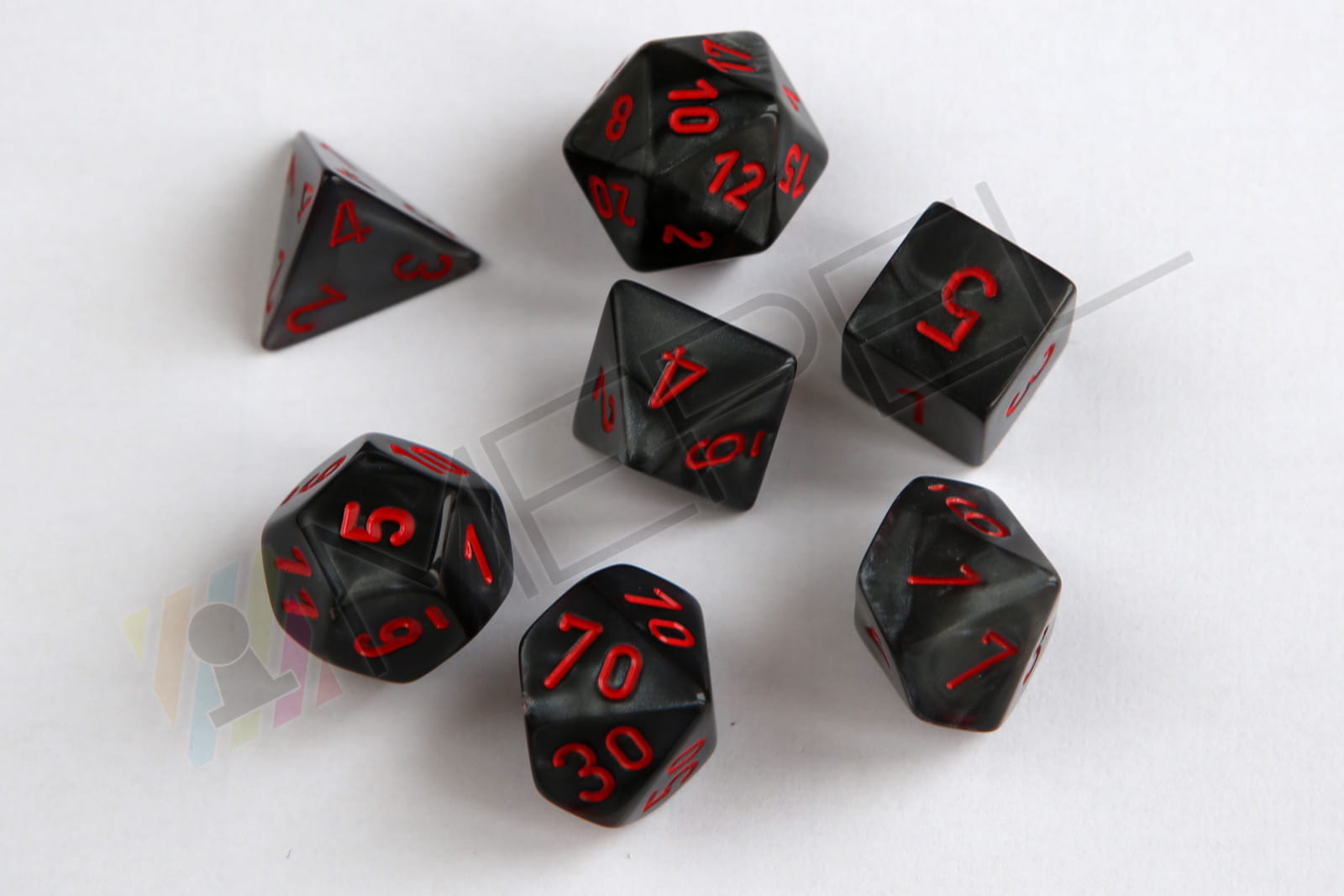 Kości Chessex - zestaw 7 kostek Velvet Black/red
