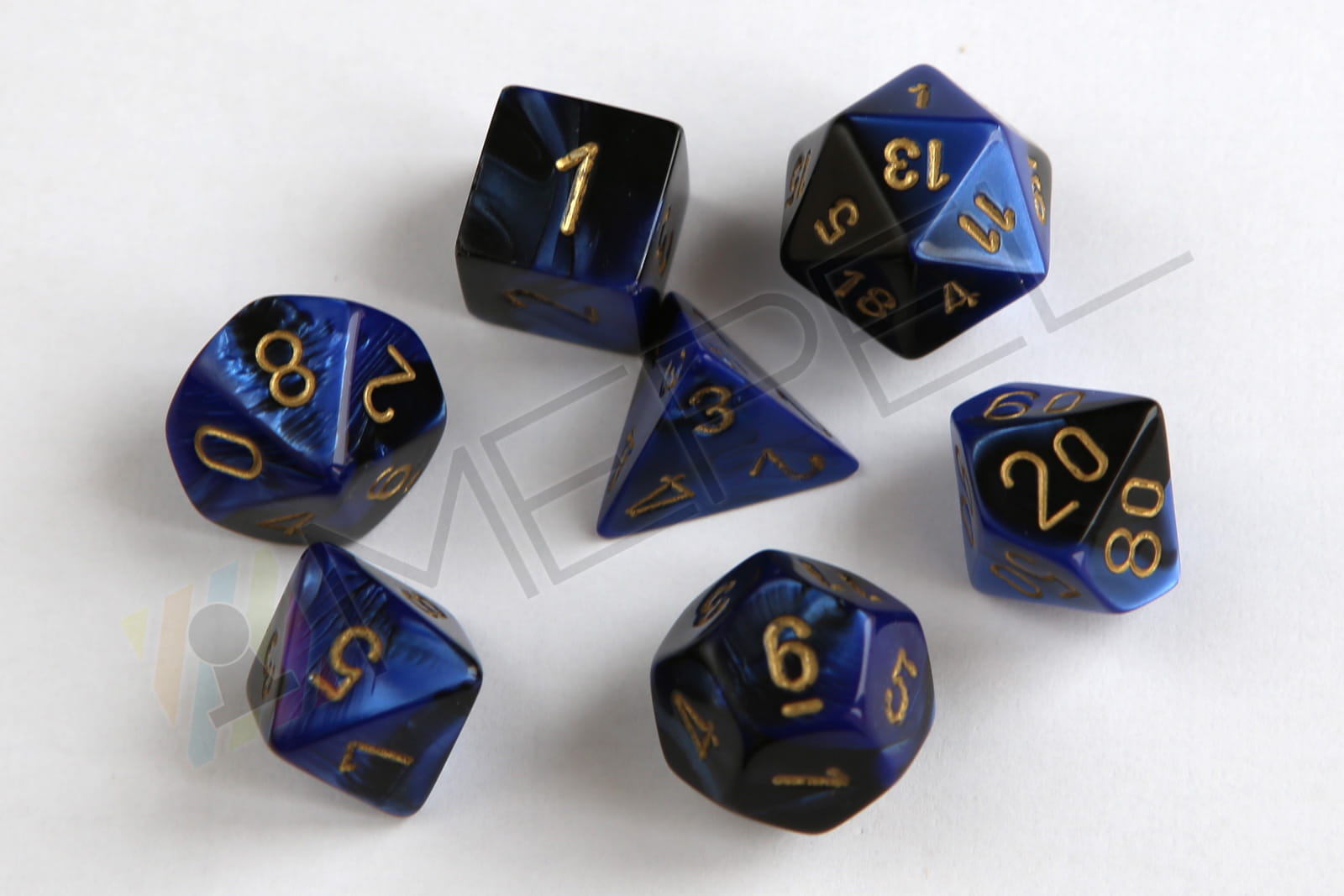 Chessex 7-die set Gemini Black-Blue/gold 