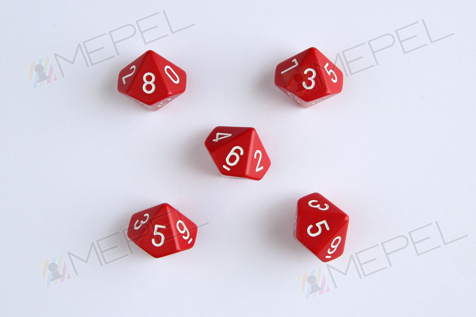 Kości Chessex - kostka k10 Opaque Red/white
