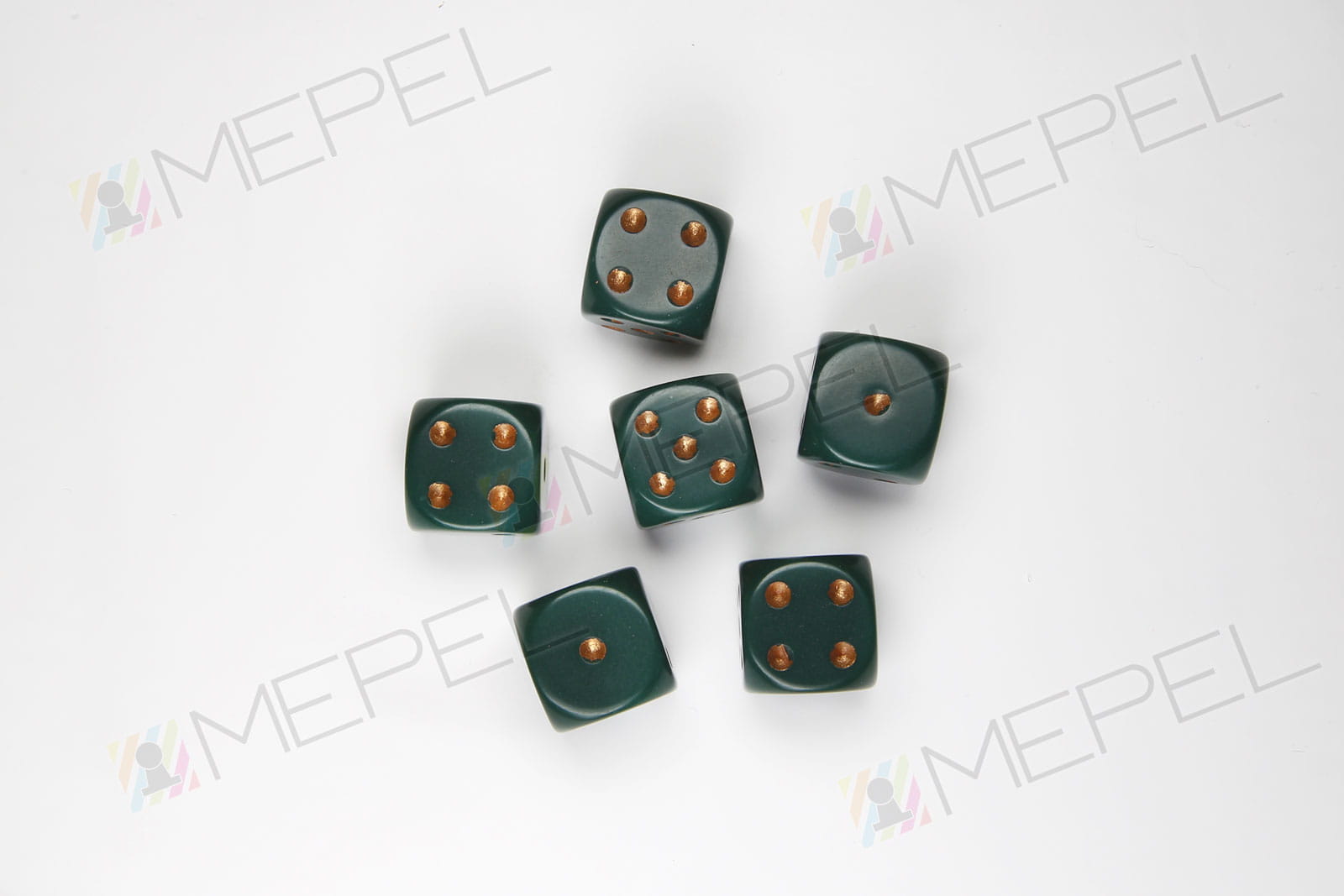 Kości Chessex - kostka k6 16mm Opaque Dusty Green/gold