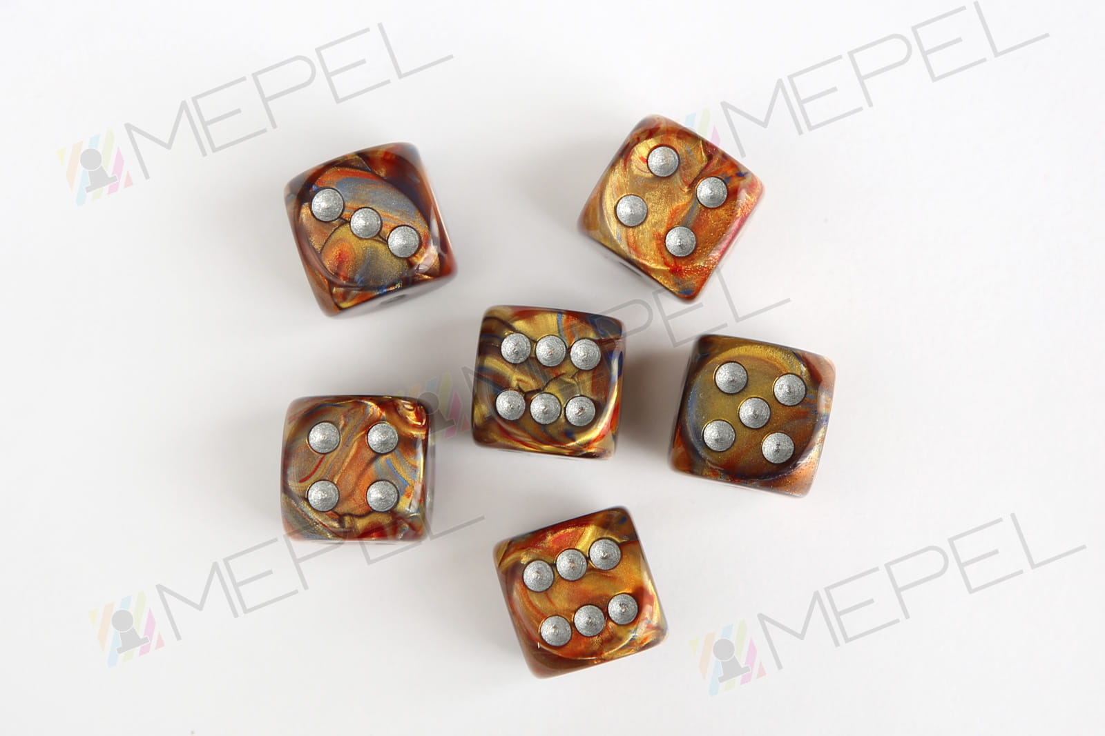 Chessex D6 16mm Lustrous Gold/Silver die