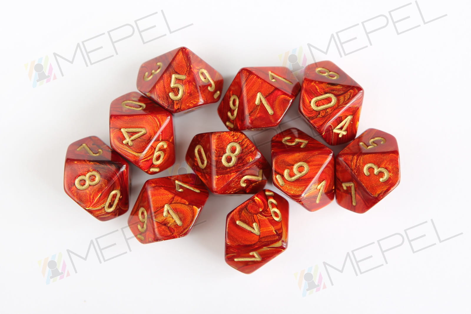Chessex D10 Scarab Scarlet/gold die